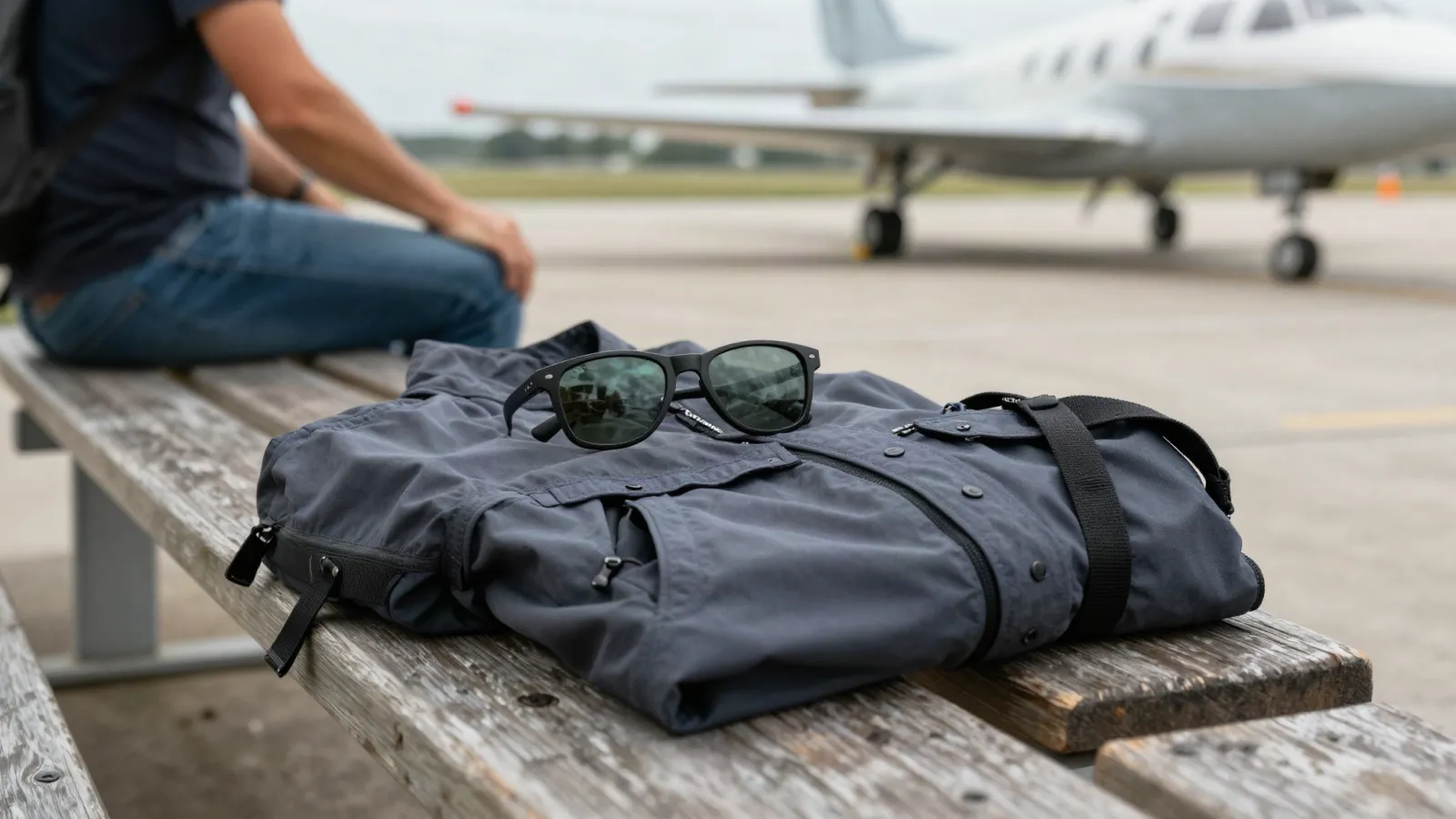 Veste légère et petit sac pour une sortie ULM